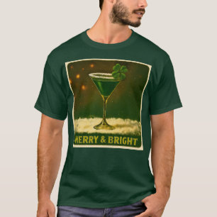 Retro 50er 4-Blatt-Kleeblatt Irischer Weihnachts-M T-Shirt