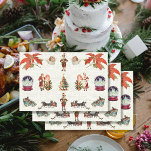 Retro 50er 60er Weihnachtsfrau Claus Elf Angel Seidenpapier