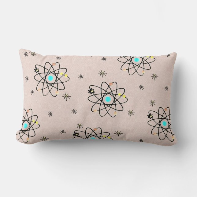 Retro 50er Atomic Print Pink Throw Kissen (Vorderseite)