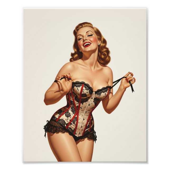 Retro 50er Button-Up Beauty Fotodruck (Vorne)