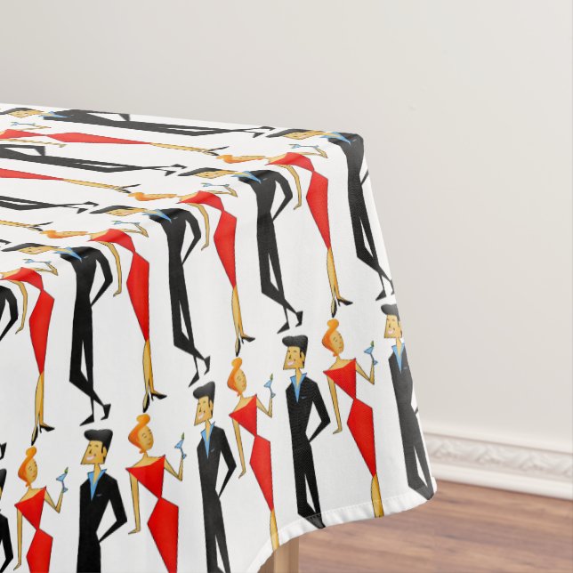 Retro 50er Cocktail Party Couch Rectangle Tischdecke (Beispiel)