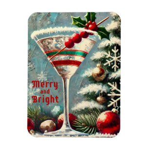 Retro 50er Cranberry-Schneeflocken Weihnachts-Mart Magnet