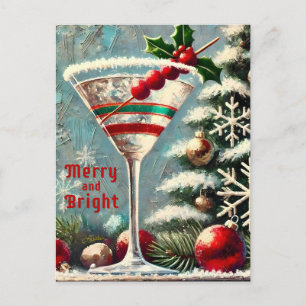 Retro 50er Cranberry-Schneeflocken Weihnachts-Mart Postkarte