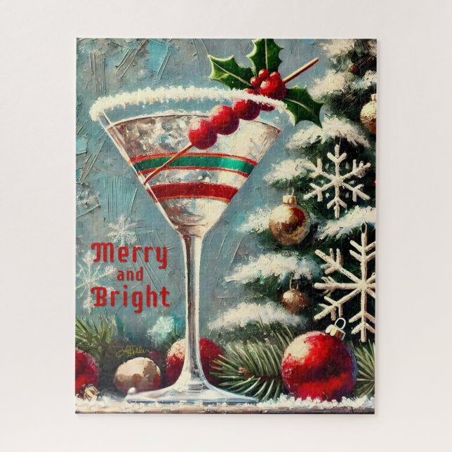 Retro 50er Cranberry Snowflake Weihnachten Martini (Vertikal)