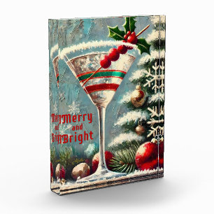 Retro 50er Cranberry Snowflake Weihnachten Martini Fotoblock