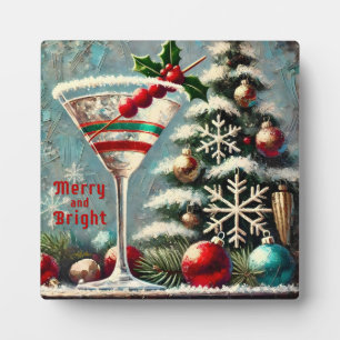 Retro 50er Cranberry Snowflake Weihnachten Martini Fotoplatte