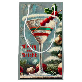 Retro 50er Cranberry Snowflake Weihnachten Martini Kleine Geschenktüte