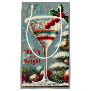 Retro 50er Cranberry Snowflake Weihnachten Martini Kleine Geschenktüte