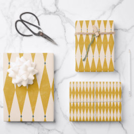 Retro 50er Diamond Geometric Muster Geschenkpapier Set