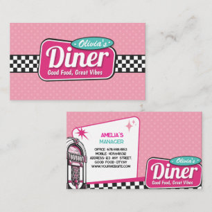 Retro 50er Diner Gutes Essen Große Stimmung Visitenkarte