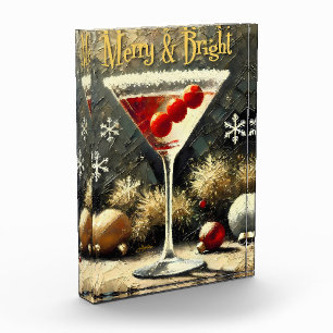 Retro 50er Dreifach-Kranbeeren-Weihnachts-Martini Fotoblock
