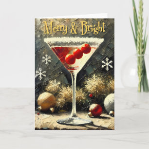 Retro 50er Dreifach-Kranbeeren-Weihnachts-Martini Karte