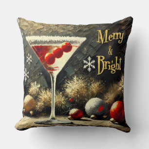 Retro 50er Dreifach-Kranbeeren-Weihnachts-Martini Kissen