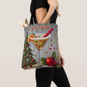 Retro 50er Fröhliche Weihnachts-Cocktail Süßigkeit Tasche