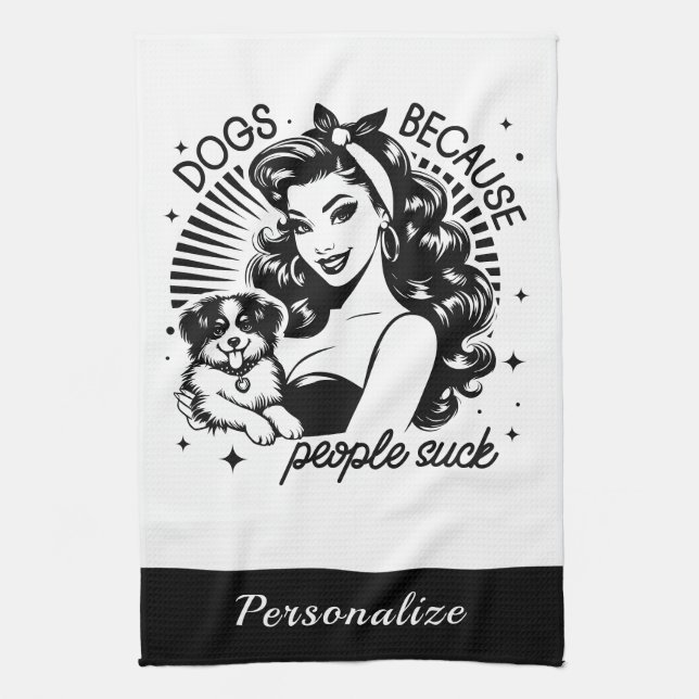 Retro 50er Hausfrau Funny Sarcastic Spaß Geschirrtuch (Vertikal)