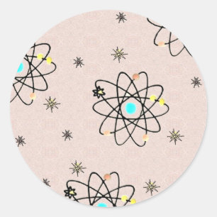 Retro 50er Jahre Atom Druck Rosa Bekleidung & Gesc Runder Aufkleber