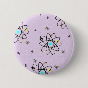 Retro 50er Jahre Atomic Print Lavendel Bekleidung Button