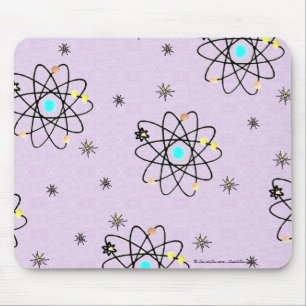 Retro 50er Jahre Atomic Print Lavendel Bekleidung Mousepad