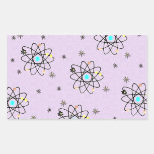 Retro 50er Jahre Atomic Print Lavendel Bekleidung  Rechteckiger Aufkleber