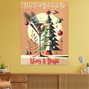 Retro 50er Jahre Jet Set Weihnachtsbaum Martini Leinwanddruck