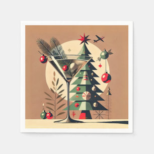 Retro 50er Jahre Jet Set Weihnachtsbaum Martini Serviette