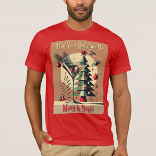 Retro 50er Jahre Jet Set Weihnachtsbaum Martini T-Shirt