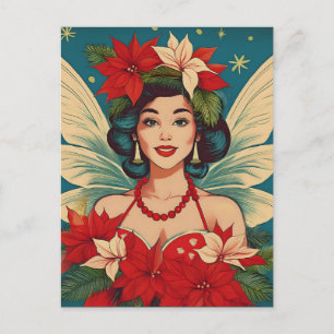 Retro 50er Jahre Tropische Weihnachten Pin-Up Schö Postkarte