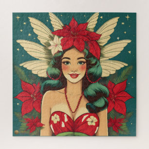 Retro 50er Jahre Tropisches Weihnachten Pin-Up Gir