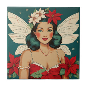 Retro 50er Jahre Tropisches Weihnachten Pin-Up Sta Fliese