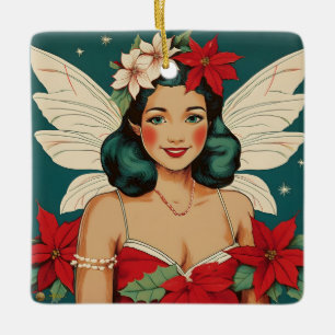 Retro 50er Jahre Tropisches Weihnachten Pin-Up Sta Keramikornament