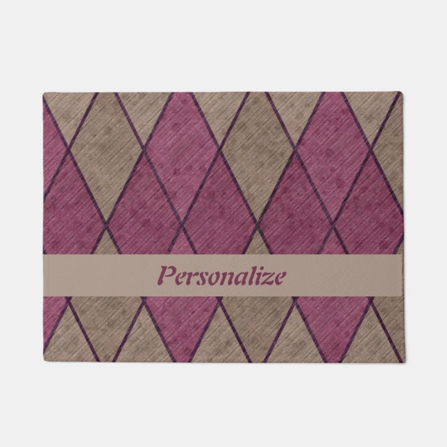 Retro 50er Lila geometrische Diamanten Personalisi Fußmatte (Vorderseite)