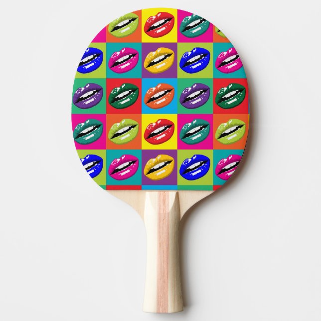 Retro 50er Lips Pop Kultur Tischtennis Schläger (Vorderseite)