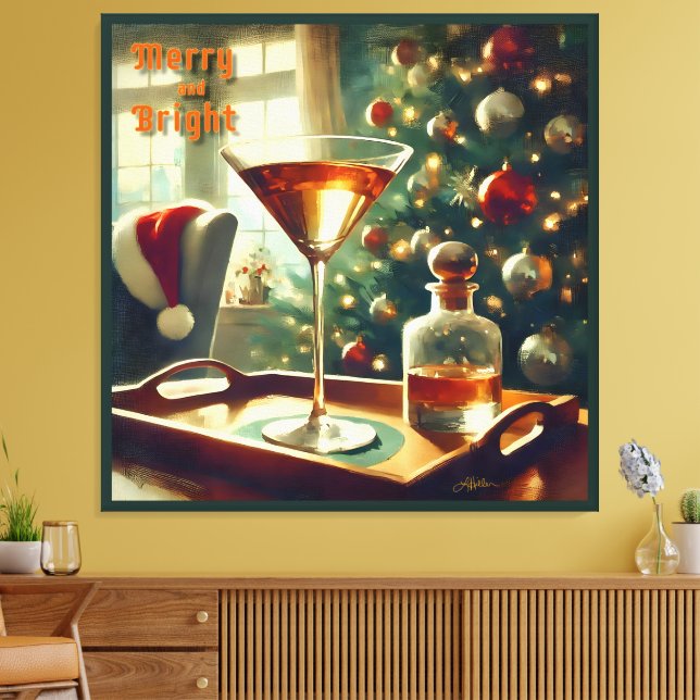 Retro 50er Manhattan Martini für Santa Leinwanddruck (Insitu (Wohnzimmer))