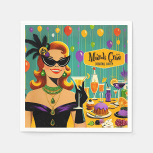 Retro 50er Mardi Gras Martini Cocktailparty Serviette