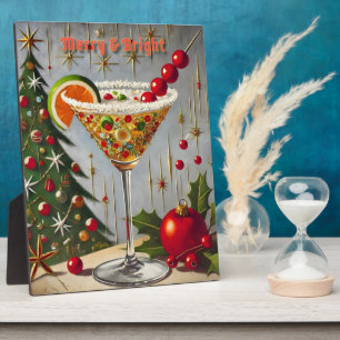 Retro 50er Merry Bright Christmas Candy Cocktail Fotoplatte