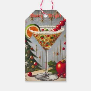 Retro 50er Merry Bright Christmas Candy Cocktail Geschenkanhänger