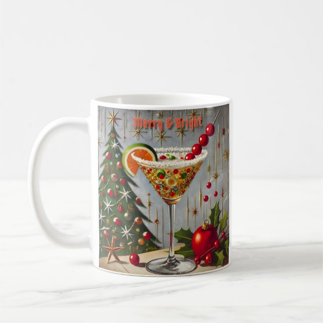 Retro 50er Merry Bright Christmas Candy Cocktail Kaffeetasse (Links)