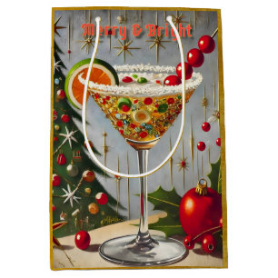 Retro 50er Merry Bright Christmas Candy Cocktail Mittlere Geschenktüte