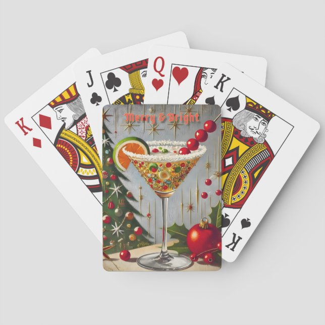 Retro 50er Merry Bright Christmas Candy Cocktail Spielkarten (Rückseite)