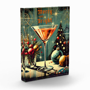 Retro 50er Merry & Bright Christmas Martini Fotoblock