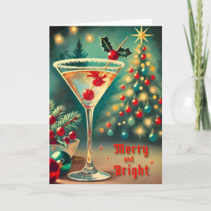 Retro 50er Merry Bright Weihnachts Cocktail Martin Karte