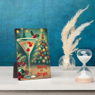 Retro 50er Merry Bright Weihnachtscocktail Martini Fotoplatte