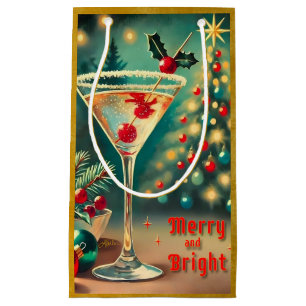 Retro 50er Merry Bright Weihnachtscocktail Martini Kleine Geschenktüte