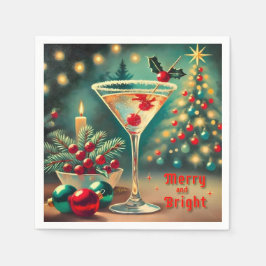 Retro 50er Merry Bright Weihnachtscocktail Martini Serviette