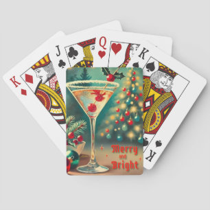 Retro 50er Merry Bright Weihnachtscocktail Martini Spielkarten