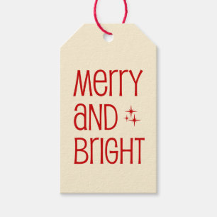 Retro 50er Minimalistisch Weihnachten Frohe und He Geschenkanhänger