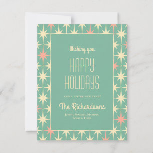 Retro 50er Mitte des Jahrhunderts Moderne Atomfreu Feiertagskarte