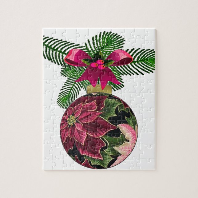 Retro 50er Poinsettia Burgund Ornament (Vertikal)
