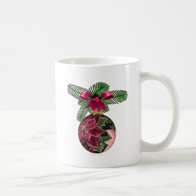 Retro 50er Poinsettia Burgund Ornament Kaffeetasse (Rechts)