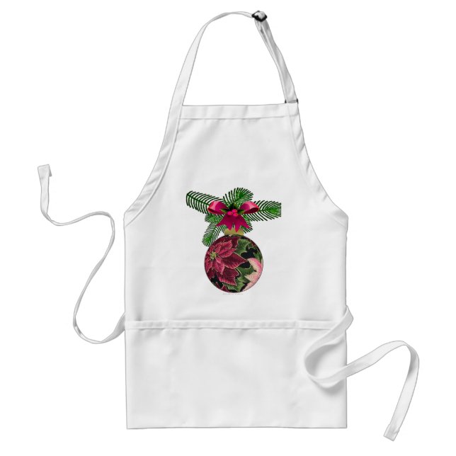 Retro 50er Poinsettia Burgund Ornament Schürze (Vorne)